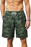 Enlision Bañador Hombre Largo 7.5' Bermuda Surfero Hawaiano Secado Rápido Camuflaje Verde Hawaiana Estampado Calções de Playa Homem con Malla Interior y Bolsillos para Piscina Natación Vacaciones 3XL