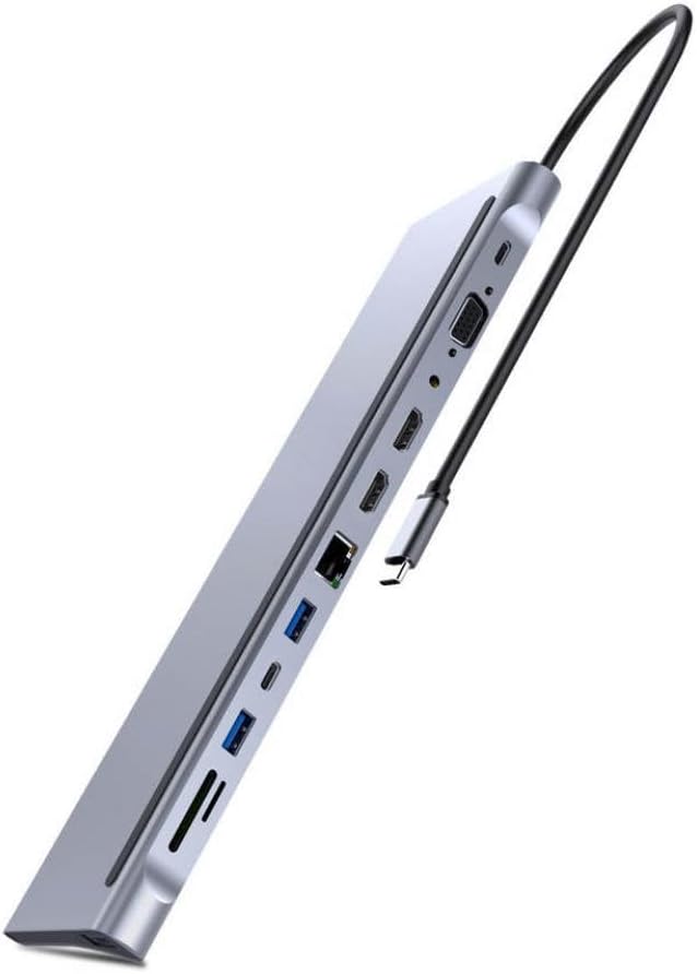 Hub USB 12 en 1 con Dual 4K HDMI VGA Ethernet 100W PD