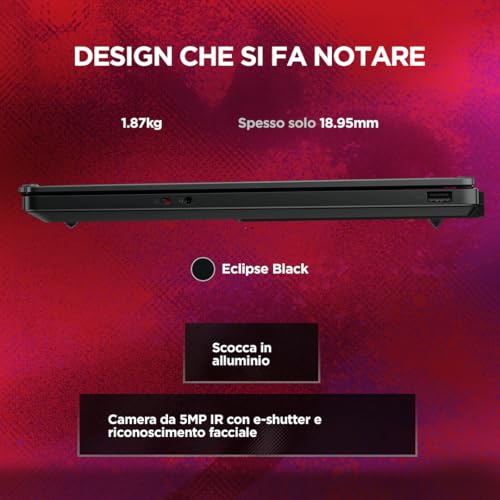 Legion 5 Gaming Laptop - Display OLED WQXGA 15" 165Hz, NVIDIA GeForce RTX 5060 8GB, AMD Ryzen 7 250, RAM 16GB, SSD 1TB, Windows 11 Home, Tastiera 1-Zone RGB italiana - Eclipse Black - Notebook - Immagine 7