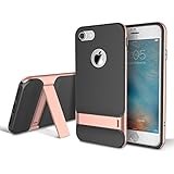 iPhone 7 Case, ROCK® MOOST [Royce Series] Dual Layer Shockproof Thin & Slim Case With Kickstand for iPhone 7 (4.7inch) [Black / Rose Gold]