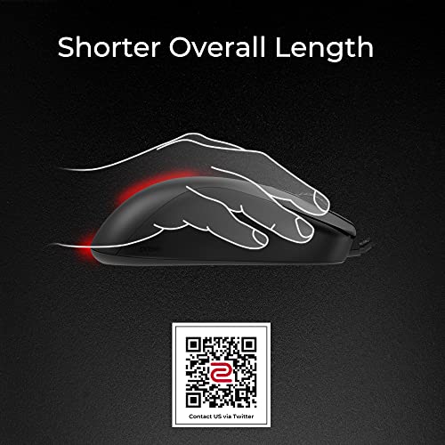 ZOWIE S1-C Mouse da gaming simmetrico per eSport,Peso ridotto,Cavo in paracord e rotella a 24 step per maggior personalizzazione,Senza driver,Finitura nero opaco,Dimensione Medio - Mouse gaming - Immagine 1