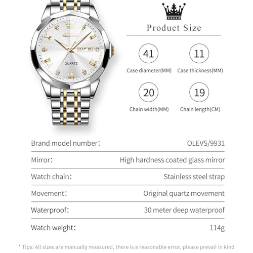Image of OLEVS Men Multifunction Watch, Multi Dial Waterproof Luminous Chronograph Watch with Date,Stainless Steel Watches
