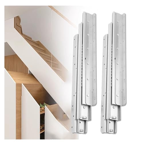ZOCWJK Diapositivas de cajón resistentes, montaje lateral de extensión completa de metal, rodamiento de bolas oculto para escaleras, armarios, zapateros, color blanco, longitud B-1000 mm
