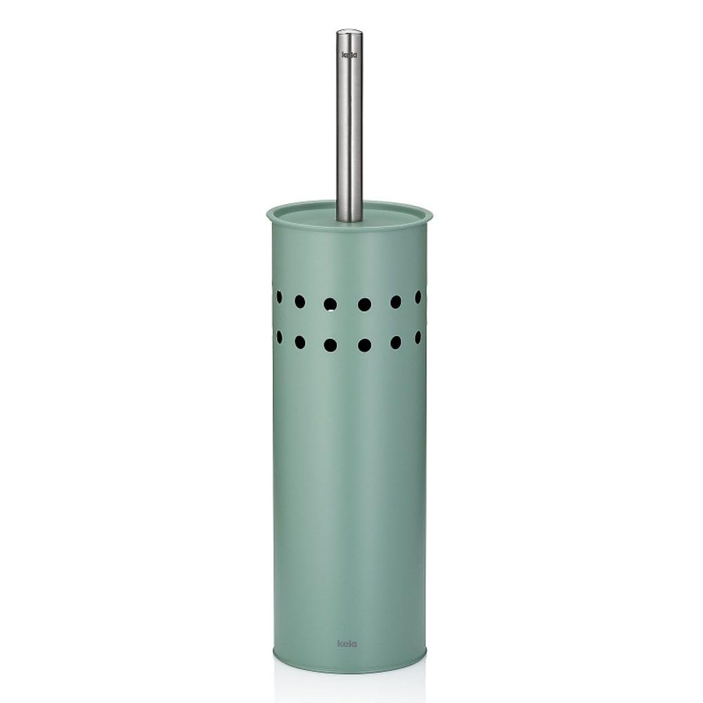 kela Leo Toilet Set - Green Toilet Brush with Holder, Stylish Bathroom Accessory Made of Stainless Steel and Plastic
