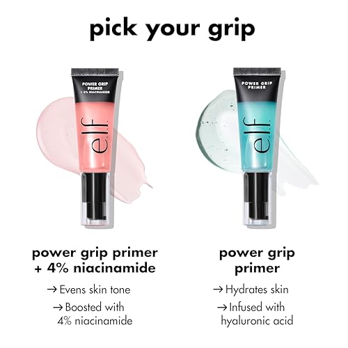 e.l.f. Power Grip Primer + 4% Niacinamide, Gel-Based & Hydrating Face Primer, Evens Skin & Brightens, Grips Makeup, Vegan & Cruelty-Free, 0.811 Fl Oz