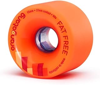 Orangatang Fat Free 65 mm 80a Freeride Longboard Skateboard Wheels (Orange, Set of 4)
