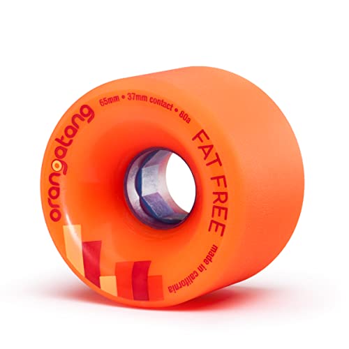 Orangatang Fat Free 65 mm 80a Freeride Longboard Skateboard Wheels (Orange, Set of 4)