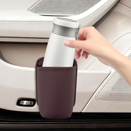 Portavasos grande para puerta de carro, sujetador universal cuero miniatura 5