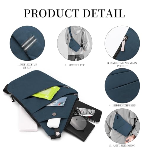 Anti Theft Crossbody Bag,Sling Bag for Women Men,Multi-pocket Chest Shoulder Bag for Travel, Sport, Work3
