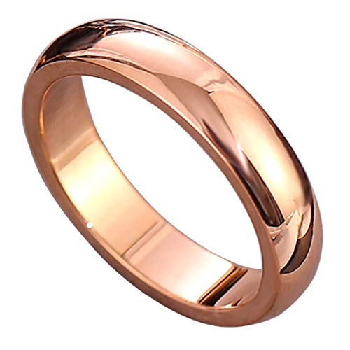 CCBFY 2 MM 4 MM Stainless Steel Ring Stackable High Polish Plain Dome Tarnish Resistant Comfort Fit Ring Wedding Band Size 3-10 (Rose Gold - 4mm, 11)