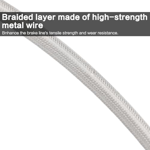 Image of RZR Extended Brake Lines Compatible with Polaris RZR 800 900 570 XP | Front & Rear, Compatible with +4 inch +5 inch +6 inch Lift Kits, Easy to Install, Metal Wire Braided Layer, Preventing Brake Fluid Leaks