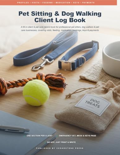 Pet Sitting & Dog Walking Client Log Book: Client & Pet Care Records, Visit Tracker, Feeding, Medication & Payment Log for Professional Pet Sitters, Dog...