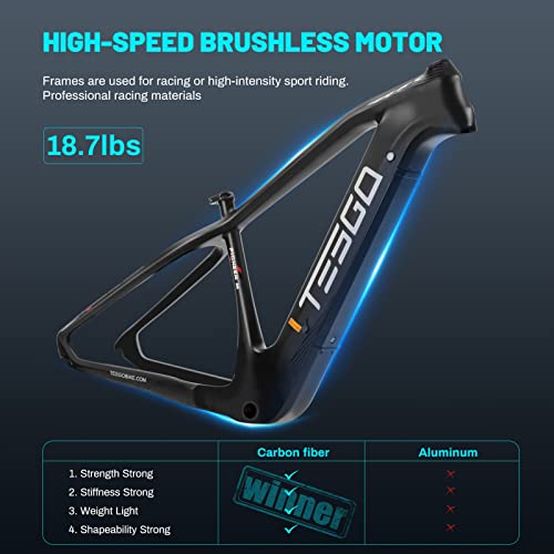 Tesgo Fat Tire Electric Bike Peak 1500W, Carbon Fiber 26"*4.8 Adult Ebike Bicycle [Samsung 48V 20Ah Battery] Long Range 120Km, Electric Mountain Beach Bike With Fork, Shimano 9-Speed, Hydraulic Brake #TOP4