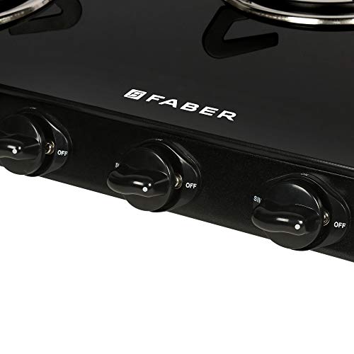 Faber Tempered Glass Jumbo Glass Top 3 Burner Gas Stove, Auto Ignition (JUMBO 3BB BK AI), Black - Image 4