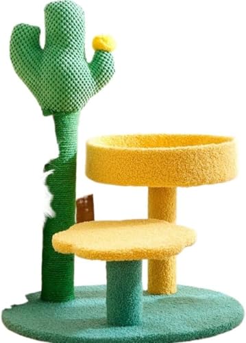 Joxoilsoキャットタワー ミニ 猫タワー サボテン 小型 低め 据え置き 人気 コンパクト 省スペース 麻紐爪とぎ ハンモック おしゃれ インテリア シンプル かわいい おもちゃ付き シンプルな (2)