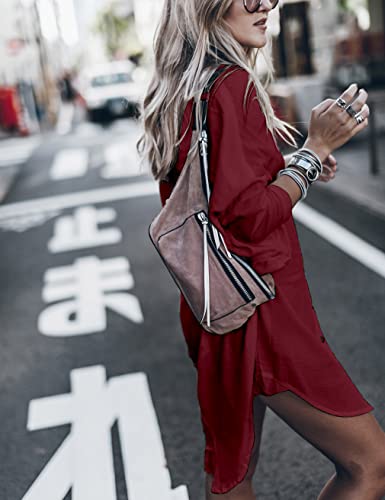 Image of Women's Swimsuit Cover up,Silky Button Down Shirt Midi Dress Kimono,Summer Bathing Suit Beach Coverups for Women (CP-Aline)