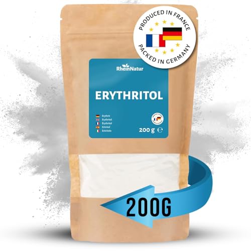 RheinNatur Erythrit 200 g - Zuckerersatz ohne Kalorien mit 70% der Süßkraft von Zucker - Vegan, glutenfrei