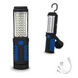 HEDAQI Rechargeable Work Light Portable LED Multi-use Magnetic Flashlight with Hanging Hook, Waterproof Work Flashlight for Car Repair Household Blackout and Emergency(Blue)