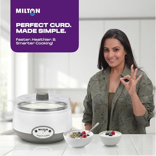 Image of Milton Turbo Yogurt Maker Machine | Automatic with One-Touch Operation | Electric Yogurt Maker | Make Thick, Creamy Curd & Yogurt at Home | Energy Efficient | Easy to Use | White