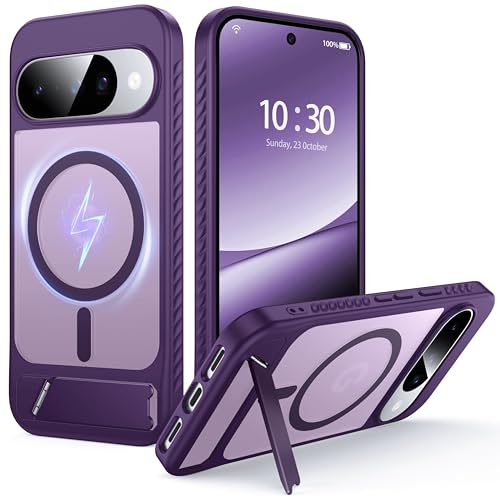 Image of for Google Pixel 10 Case /Pixel 10 Pro Case with MagSafe[Invisible Kickstand][Charge While Standing][Military Shockproof]Translucent Matte Soft Silicone Bumper Pixel 10 /10 Pro Phone Case,Purple