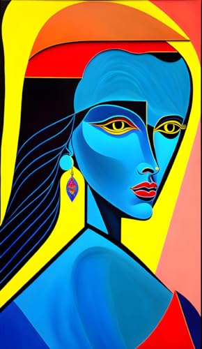 Poster abstrait femme boucles d'oreilles toile murale décoration 50x70cm