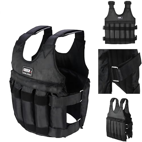 Chaleco de peso ajustable de hasta 50 kg para entrenamiento intenso, chaleco profesional con 12 bolsillos para pesos adicionales, chaleco de entrenamiento de fuerza, resistencia, correr