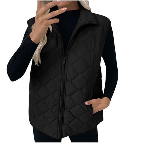 KICILVS Women’s Black Puffer Vest: Lightweight Quilted Jacket with Stand Collar for Effortless Winter Style - Image 4