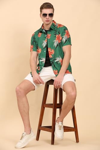 Image of Mens Printed Casual Shirts Short Sleeves Button Down Tropical Shirts