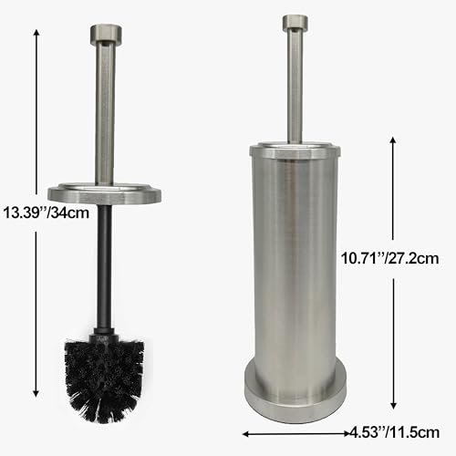 Image of Brushed Nickel Toilet Bowl Brush with Holder, Durable Bathroom Cleaning Tool, Modern Design for Easy Toilet Maintenance, Bathroom Cleaner Brush for Efficient Cleaning and Hygiene