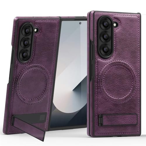 Protection écran Samsung Galaxy Z Fold 6 rabat cuir violet anti-rayure avec support