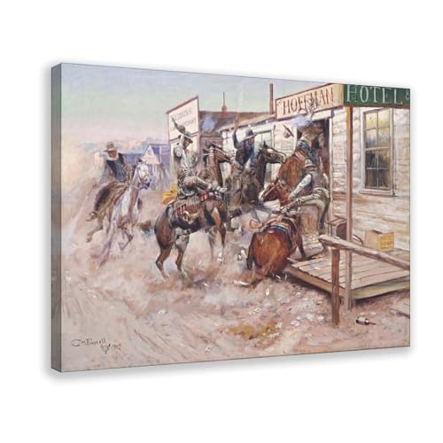 Impression sur toile In Without Knocking Charles Marion Russell 61x91,4 cm