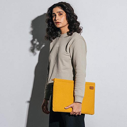 Image of DailyObjects Solid Skipper Sleeve | Stylish Durable Poly Cotton Canvas Material for Laptops & iPads | Zip Closure & Soft Cotton Inner Lining with Printed Slip Pockets