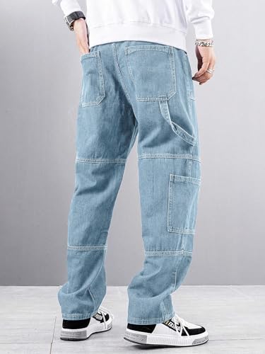 Image of Noble Monk Loose Fit Men's Flip Pocket Jean || Mens Stylish Loose Fit Denim Cargo || Multi-Pocket Styling Pant|| Men Jeans || Jeans for Men