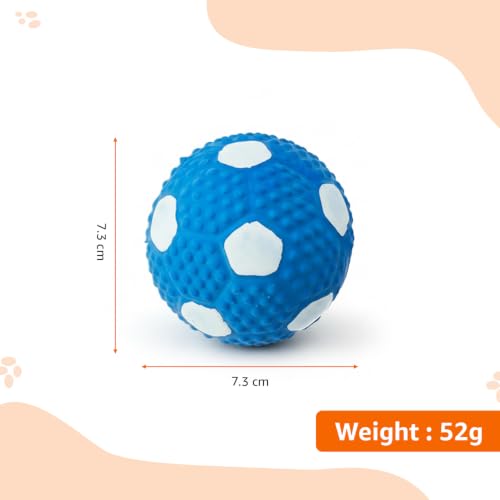 Image of Amazon Basics Durable Soccer Ball Squeaky Dog Toy | Non-Toxic Natural Latex Rubber | Dental Texture | Water Play Friendly | for Small to Large Dogs | 5-30 kg