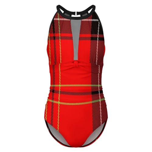 Womens One Piece Swimsuits Loop Neck Tummy Control Mesh Bathing Suits for Beach4