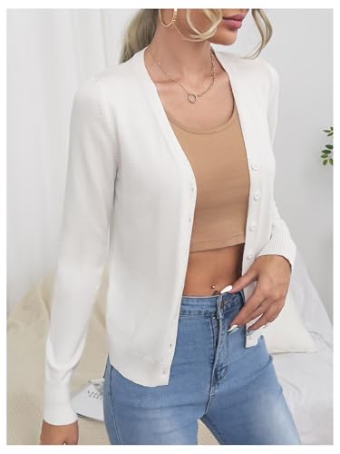 GORGLITTER Women's Cropped Cardigan Button Up Open Front Long Sleeve Lightweight Cute Dressy Trendy 2025 Sweaters2