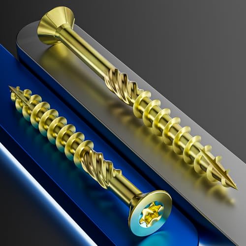 Image of Wensilon 5 /16 * 4 inch Yellow Zinc Deck Screws, (39pcs) 2 lbs.Exterior Wood Screws, Bronze, Star Bit