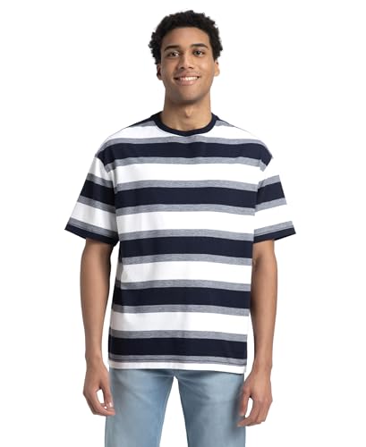 Image of Jockey UM24 Men's Super Combed Cotton Rich Striped Oversized T-Shirt