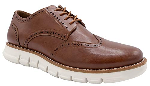 NINE WEST Mens Wingtip Shoes | Casual Dress Shoes for Men | Lightweight Lace Up Mens Oxford Shoes | Fashion Shoes for Men with Deep Grooves in Outsole Mimics Natural Motion of Foot - Garnet Cognac-9