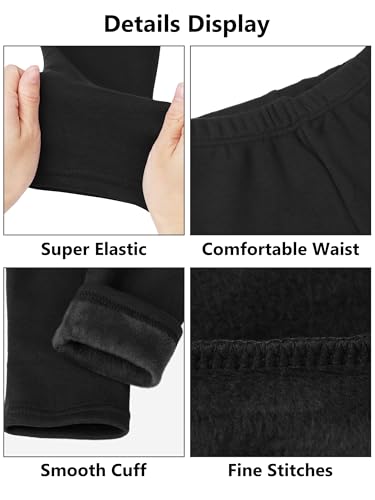 Resinta 4 Pack Girls Winter Warm Fleece Lined Leggings Thick Thermal Tights Pants Soft Stretchy Leggings4