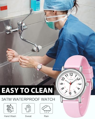 Image of CIVO Nurse Watches for Women Men: Analog Waterproof Watch with Second Hand Easy-Read Dial - Gifts for Nurses Doctors Medical Student