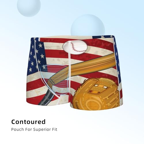 Boys' Cotton Boxer Brief Soft Underwear-American Flag And Baseball4