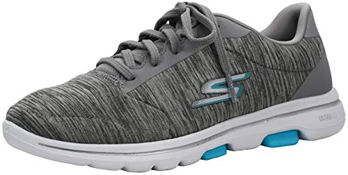 Skechers Women's Go Walk 5-True Sneaker, Grey/Light Blue, 7 M US