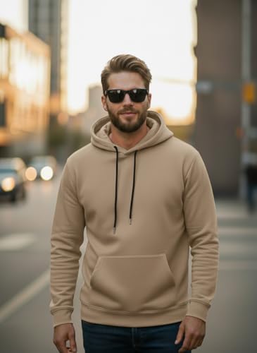 Image of Men Regular Fit Fleece ||Black||Hoodie Solid||Sweatshirt-JM3860