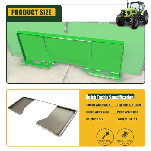 Image of ECOTRIC 3 /8 inch Thick Quick Tach Cut Out Mount Plate Compatible with Tractors