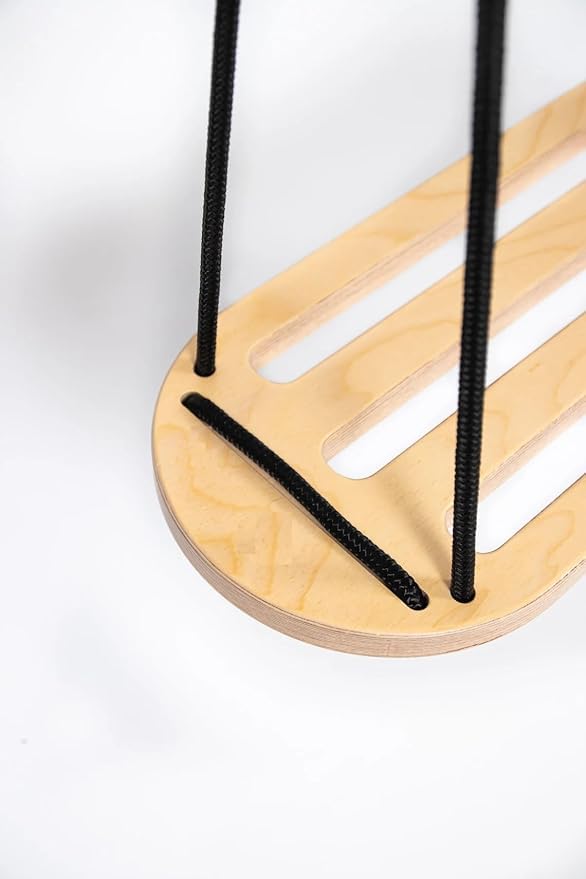 ANAIZA Wooden Hanging Swing for Kids – Adjustable Rope, Smooth Rounded Edges, Polished Hardwood Finish – Safe & Sturdy Outdoor & Indoor Swing Seat for Home, Balcony, Garden & Play Areas (White Rope) 1