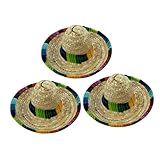 CHICAMPERA 3個 ペット用メキシコ風麦わら帽子点 犬猫コスチュームアクセサリー かわいい子犬向けおしゃれ飾り お出かけ写真撮影用