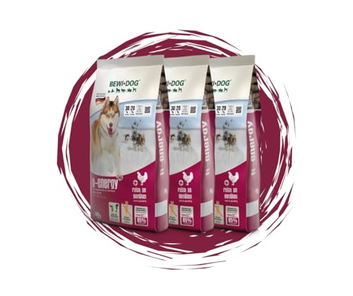 Bewi Dog H-Energy 3x0,8kg - Hundefutter - Hochleistungs-Trockenfutter für aktive Hunde - Mit Geflügel, Fisch & Lachsöl – Für Sport- & Arbeitshunde – Proteinreiches Futter – Made in Germany - Bundle
