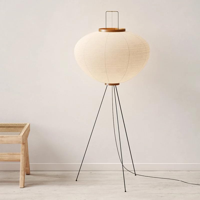 Noguchi Modern Japanese Rice Paper Wabi-sabi Style Tall Floor Lamp for Office Living Room Dining Room Bedroom