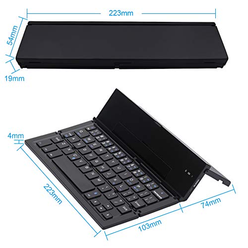 Geyes Portable Folding Wireless Keyboard - Bt Rechargeable Full Size Ultra Slim Foldable Keyboard With Kickstand, Aluminum Alloy, Compatible Ios Android Windows Smartphone Tablet And Laptop, Black #TOP4